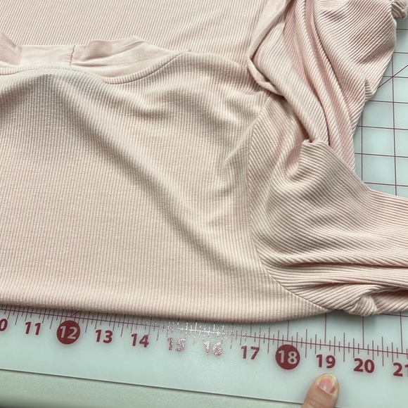 DKNY NWOT Open Front Ribbed Knit Long SLV Blush Pink 2 Pocket Cardigan Duster S - Picture 15 of 16